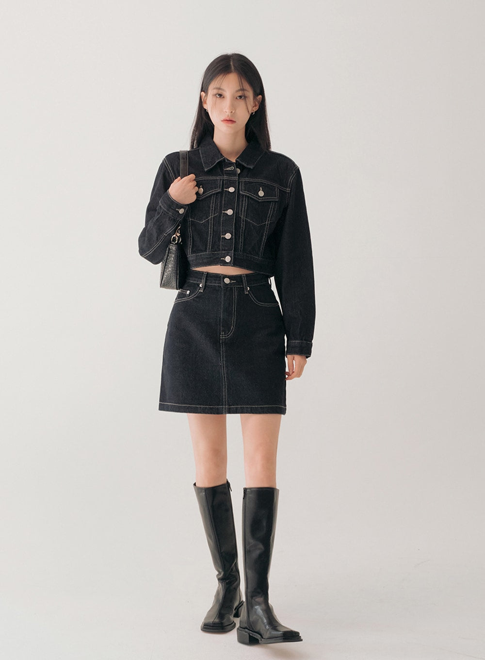 Denim Jacket and Mini Skirt Set - Lewkin