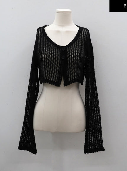 Sheer Mesh Crop Cardigan CY17