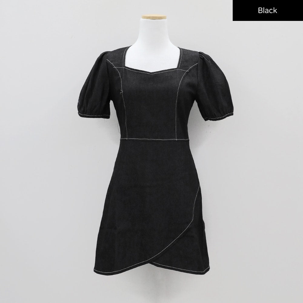 Puff Sleeve Denim Mini Dress CM12