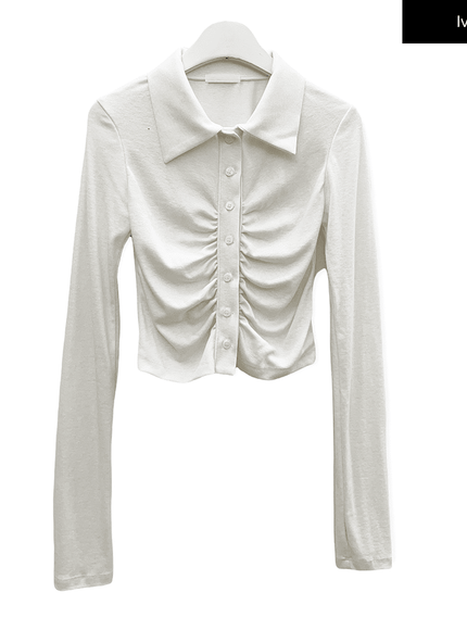 正面抽褶短款襯衫 C1002 