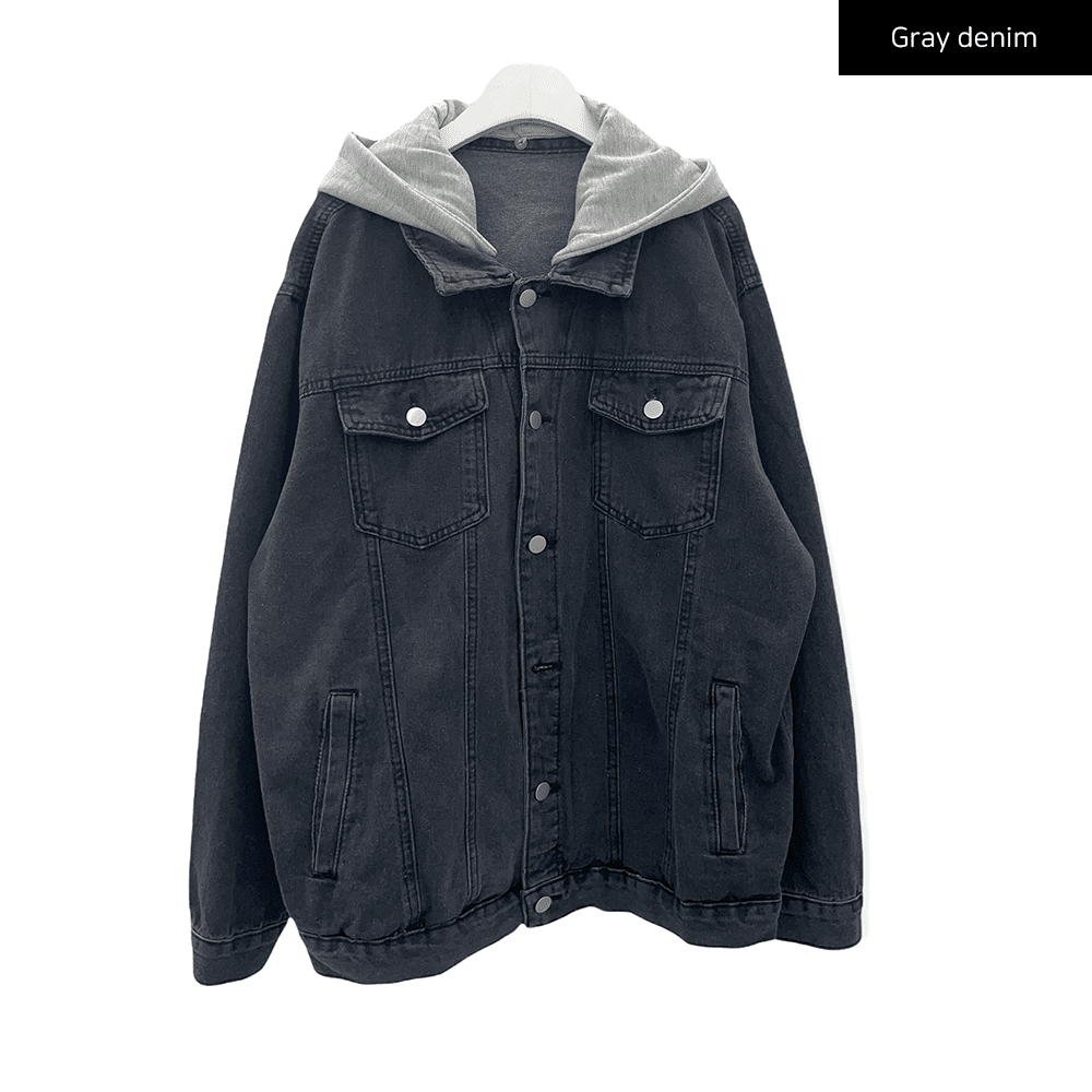 Overfit Denim Jacket with Hoodie C1901 Lewkin
