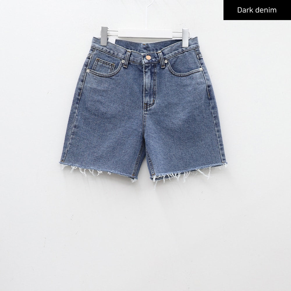 Raw Hem Long Denim Shorts CA29