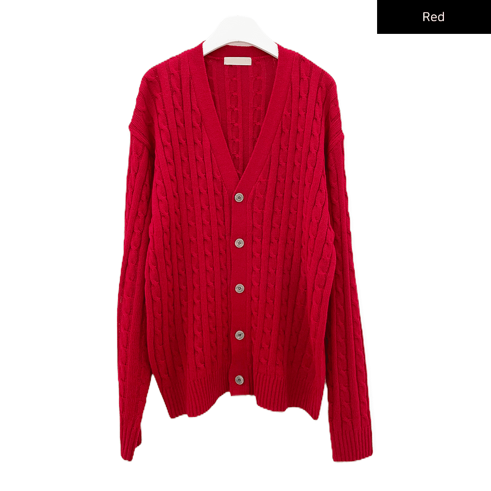 Cable Knit Relaxed Fit Cardigan C7102