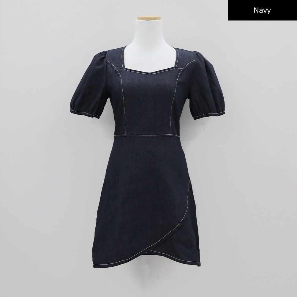 Puff Sleeve Denim Mini Dress CM12