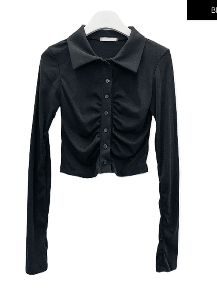 正面抽褶短款襯衫 C1002 