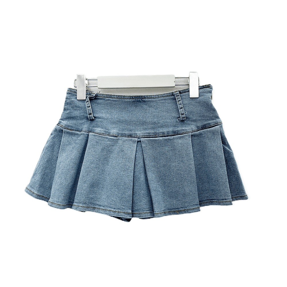 Low rise denim skirt hot sale