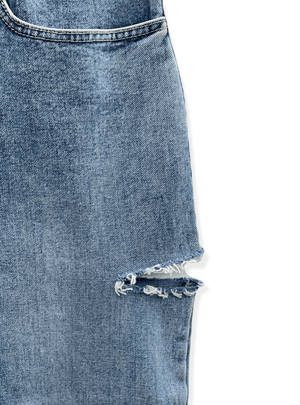 破洞闊腿牛仔褲 C1002