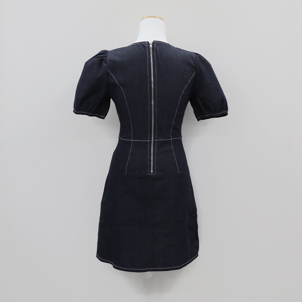 Puff Sleeve Denim Mini Dress CM12