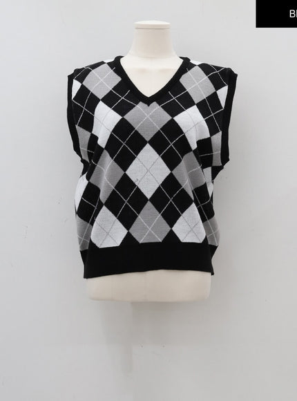 菱形圖案背心 C1703 