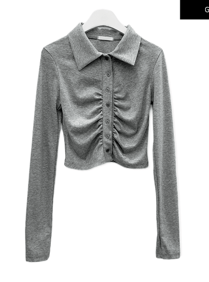 正面抽褶短款襯衫 C1002 