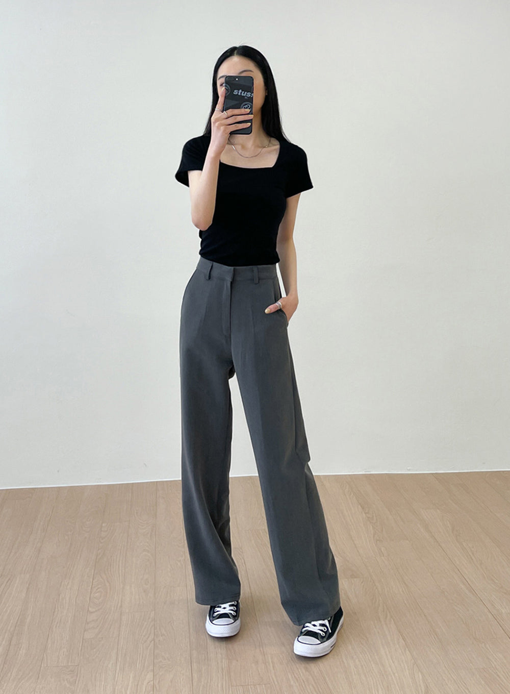 Semi Wide Pants F26 - Korean Women's Fashion | LEWKIN